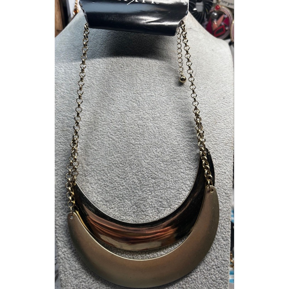 #16. Mixit Layered Gold Crescent Bib Necklace Polished & Matte Dual